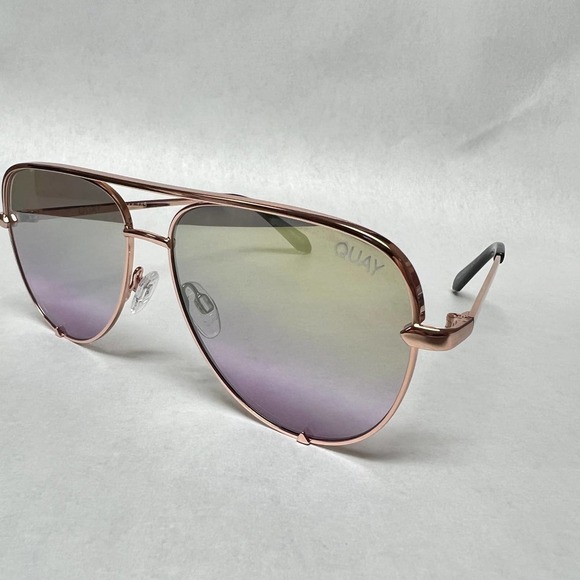 Quay High Key Medium Sunglasses Rose Gold Lavender Fade - Picture 6 of 12
